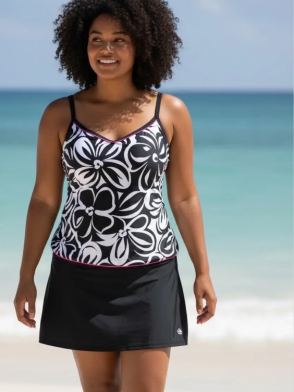 Ocean Dreams Black Swim Skirt Cover-Up Removable Tie Sash, Size 12 - Picture 5 of 7
